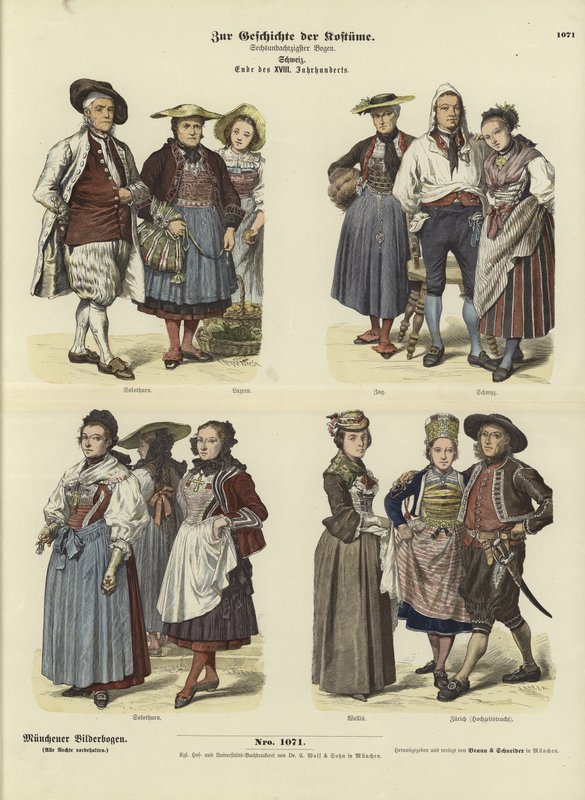 Sveitsiske kostymer, sent på 1700-tallet av German School