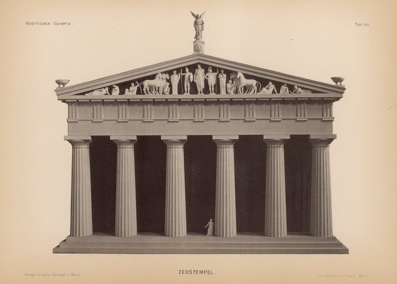 Zeus tempel, Olympia, Hellas (litho) av German School