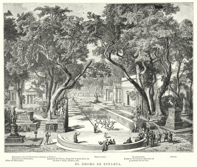 Dromos i Sparta, antikkens Hellas (litho) av German School