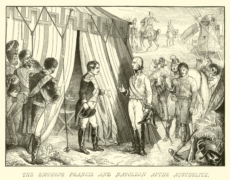 Keiser Frans og Napoleon etter Austerlitz av German School