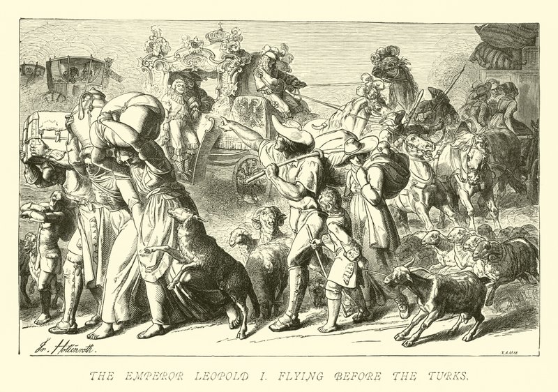 Keiser Leopold I flyr foran tyrkerne av German School