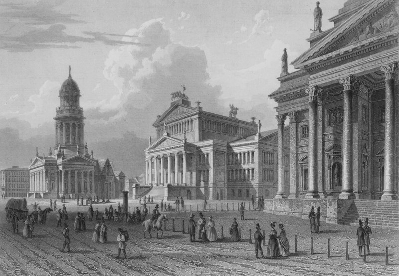Gendarmenmarkt, Berlin (stålgravering) av German School