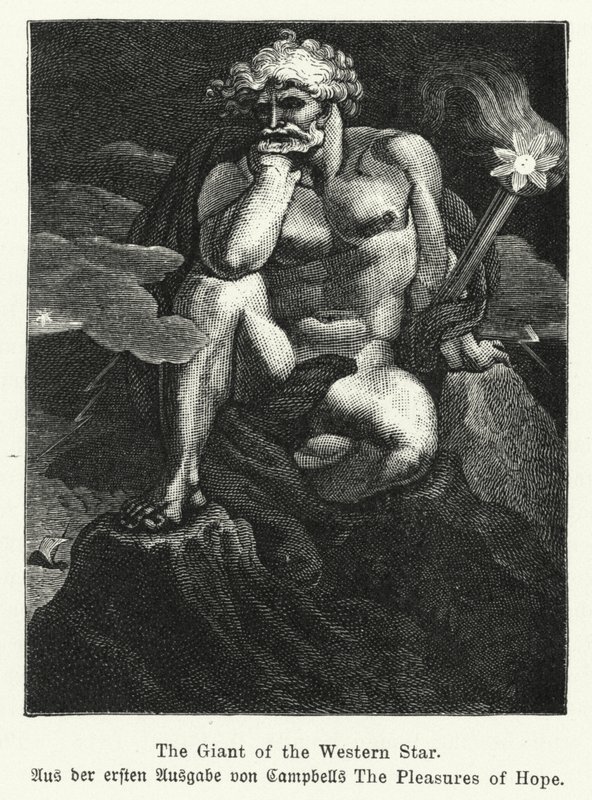 The Giant of the Western Star, illustrasjon fra den første utgaven av den skotske poeten Thomas Campbells The Pleasures of Hope av German School