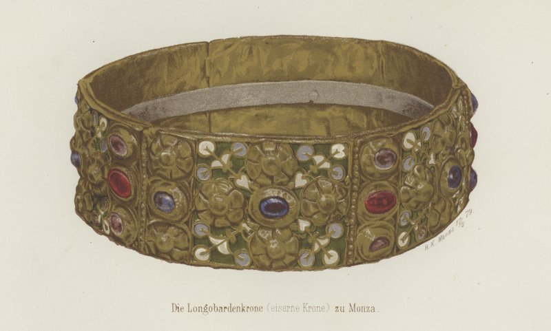 Jernkronen i Lombardia (farge litho) av German School