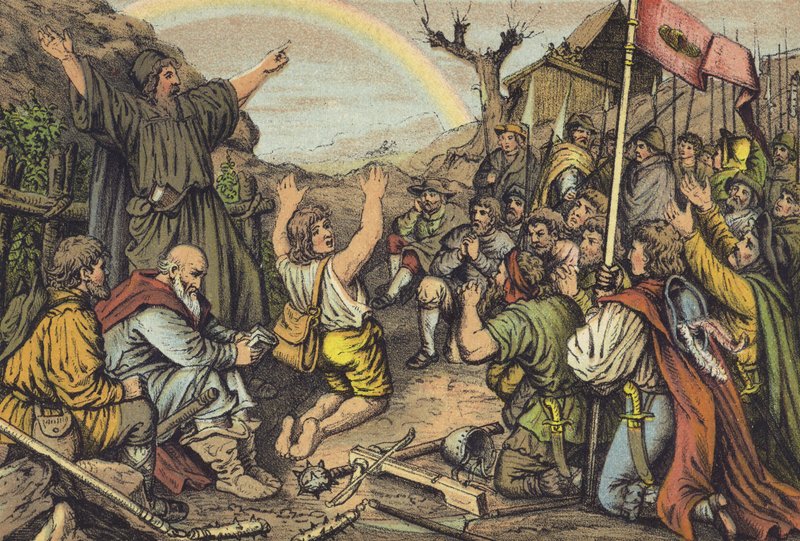 Bondenes opprør (chromolitho) av German School