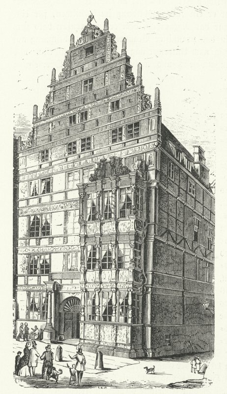Hjemmet til den tyske polymaten Gottfried Wilhelm Leibniz i Hannover (gravering) av German School
