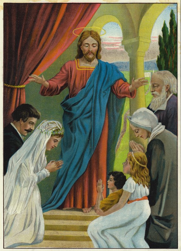 Jesu kjærlighet (fargelitografi) av German School