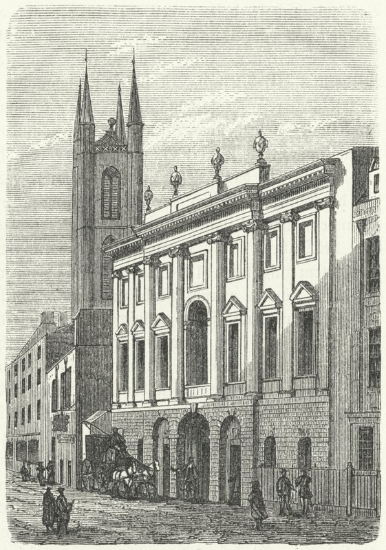 Det opprinnelige hjemmet til Bank of England, Walbrook, London (gravering) av German School