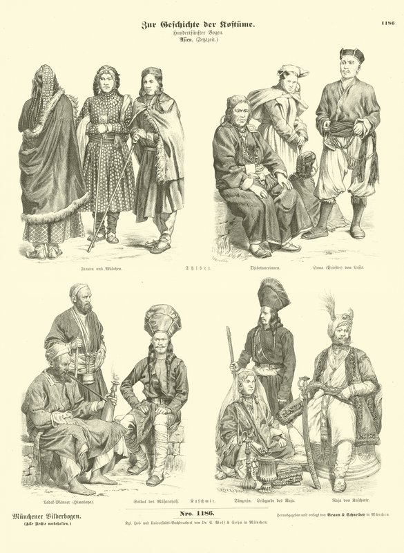 Tibetanske og Kashmiri-kostymer av German School