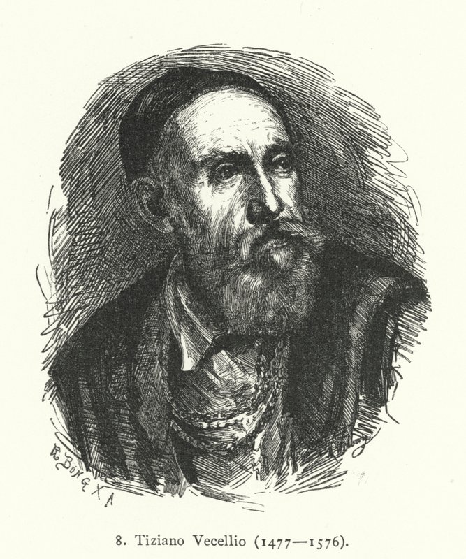 Titian , italiensk renessansemaler av den venetianske skolen (gravering) av German School