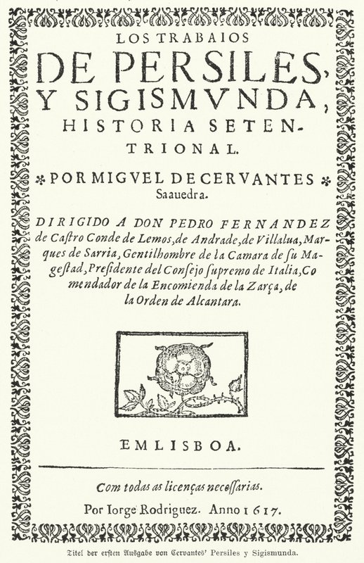 Tittelsiden til den første utgaven av den spanske forfatteren Miguel de Cervantes 