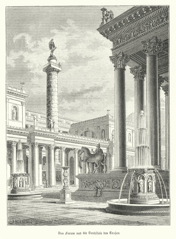 Trajans søyle og forum, Roma (gravering) av German School