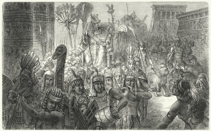 Triumftog av en gammel egyptisk farao (gravering) av German School