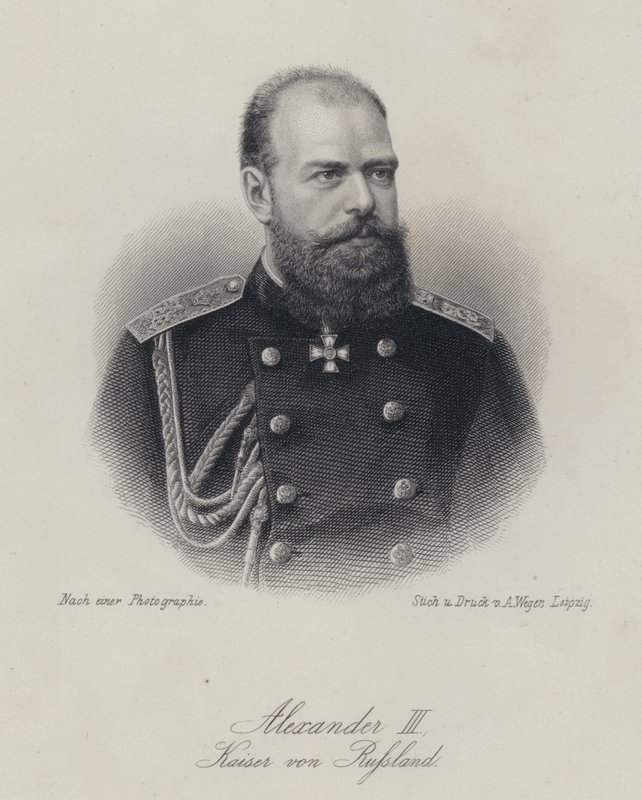 Tsar Alexander III av Russland (gravering) av German School