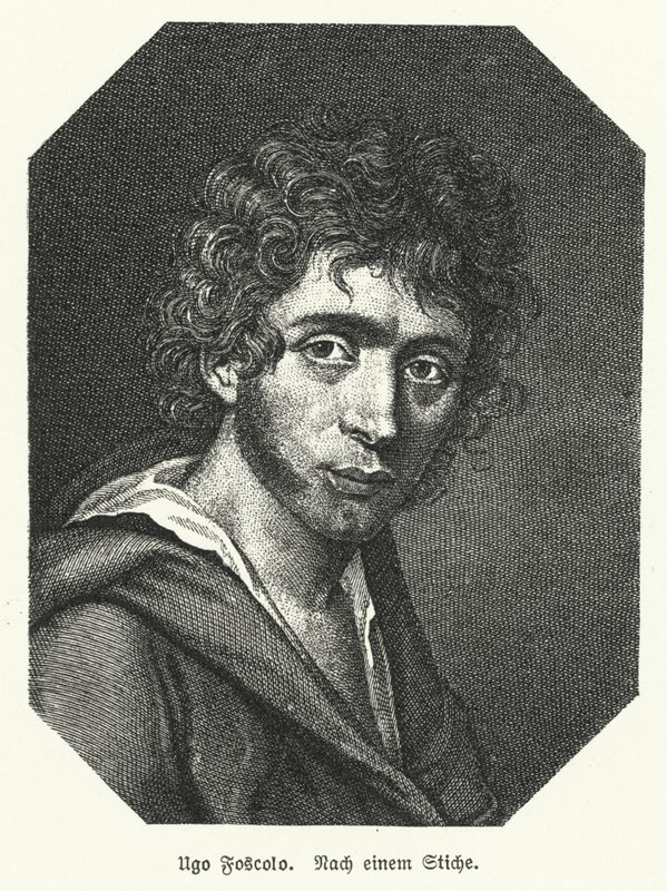 Ugo Foscolo, italiensk poet; soldat og revolusjonær (litho) av German School