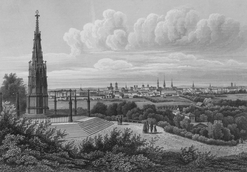 Utsikt over Berlin fra Kreuzberg (stålgravering) av German School