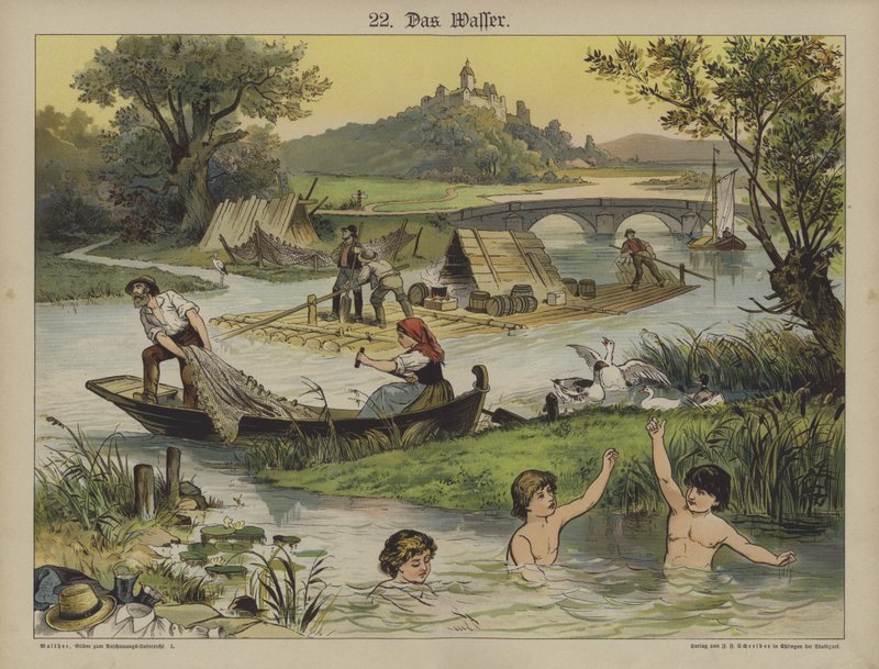 Vann (farge litho) av German School