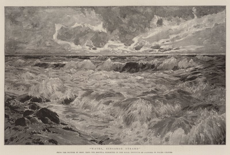 Bølger, Einsamor Strand (litho) av German School