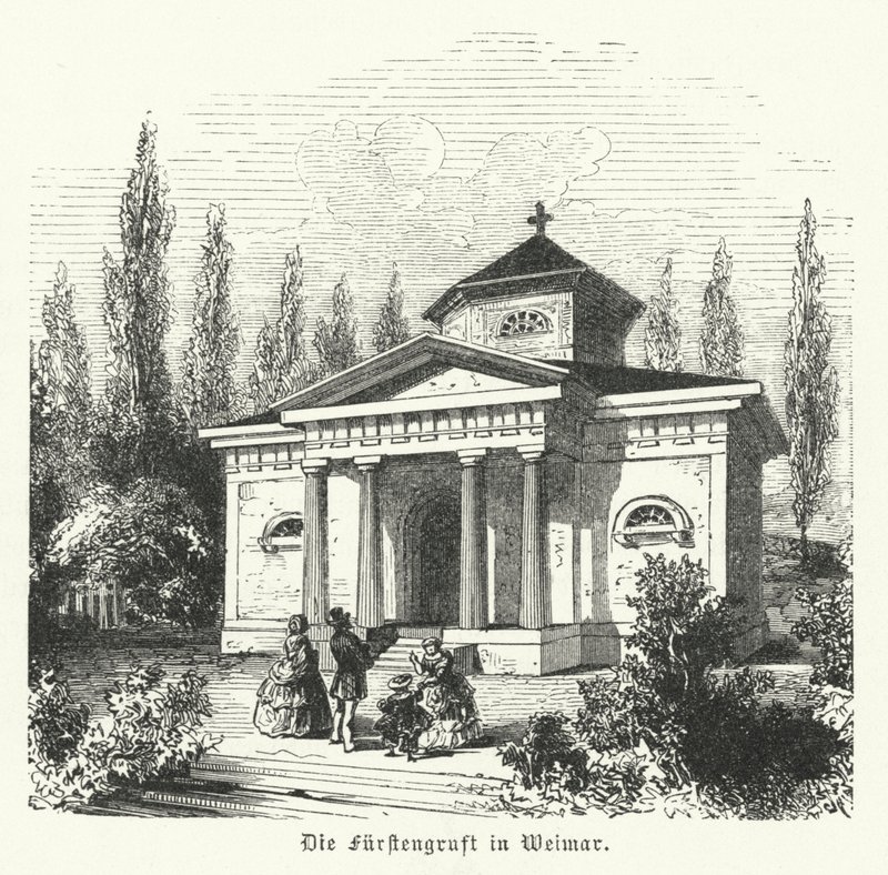 Weimarer Fuersten Gruft , gravkapell til hertugene av Saxe-Weimar-Eisenach og stedet for gravene til de tyske forfatterne Johann Wolfgang Goethe og Friedrich Schiller av German School