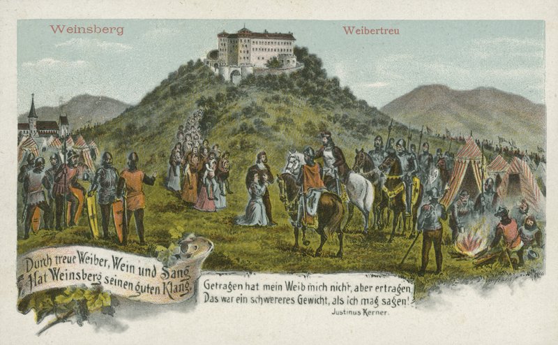 Weinsberg, Tyskland (farge litho) av German School