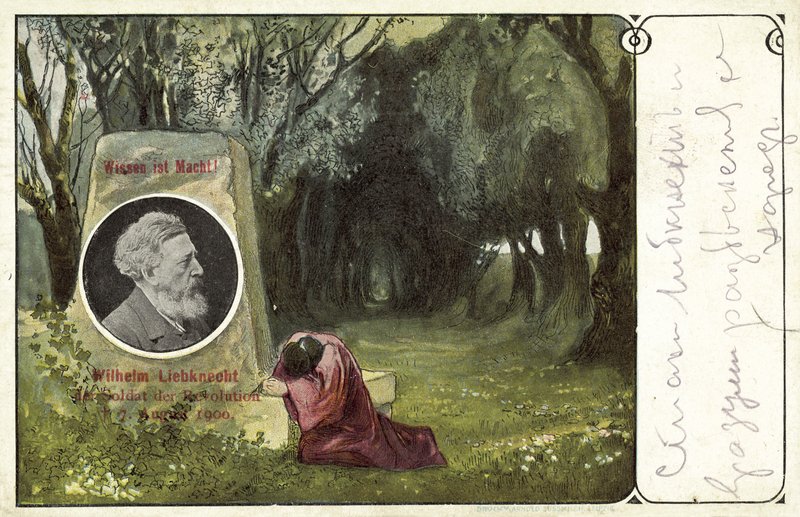 Wilhelm Liebknecht , tysk sosialdemokratisk politiker (farge litho) av German School