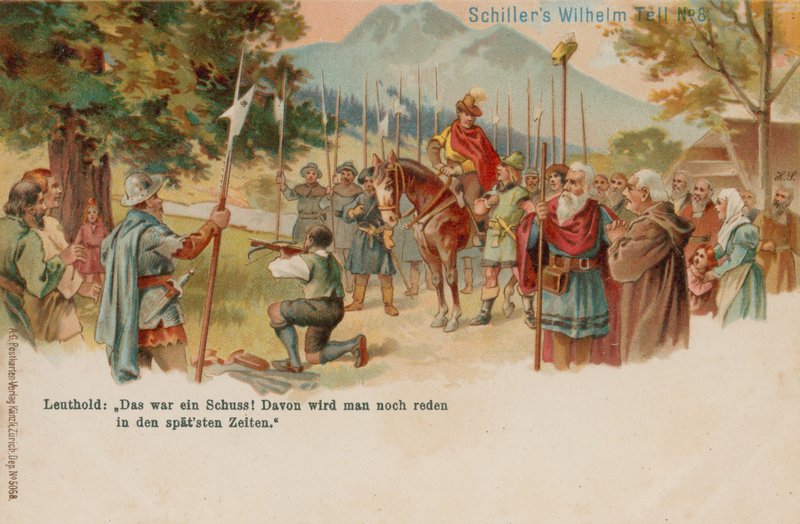 William Tell skyter eplet fra sønnens hode av German School