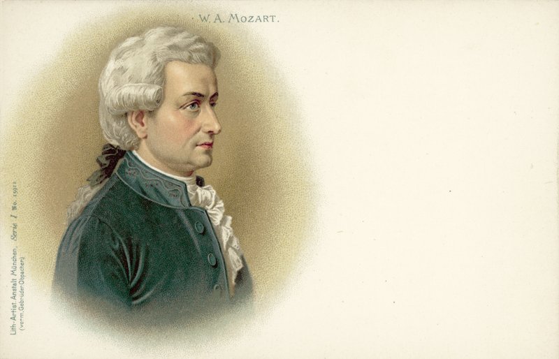 Wolfgang Amadeus Mozart (farge litho) av German School