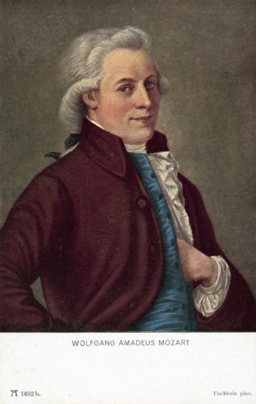 Wolfgang Amadeus Mozart (farge litho) av German School