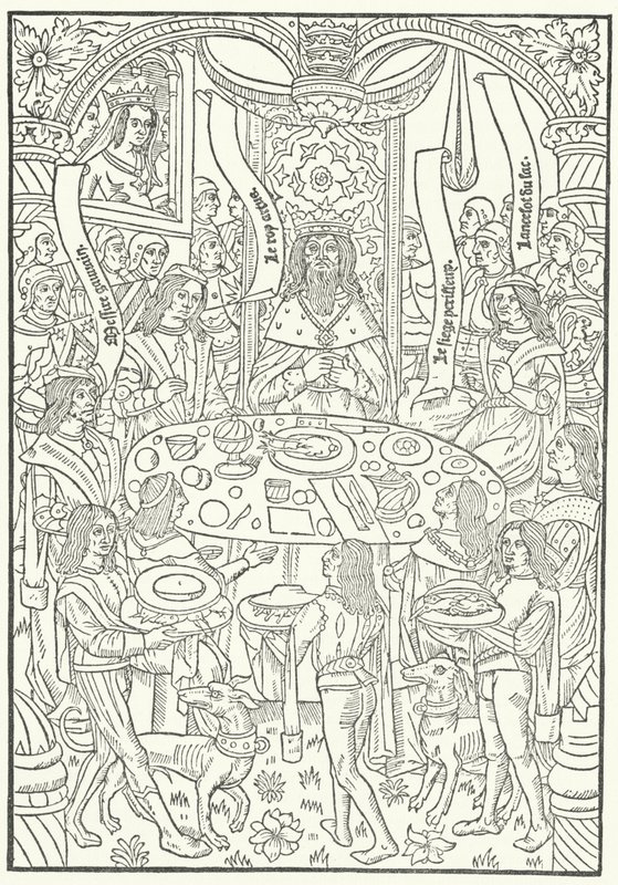 Tresnitt fra den første utgaven av Lancelot du Lac, trykt i Rouen av Jean le Bourgeois i 1488 (gravering) av German School
