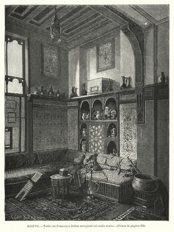 Verksted til Francis Dillon, dekorert i arabisk stil (litho) av German School