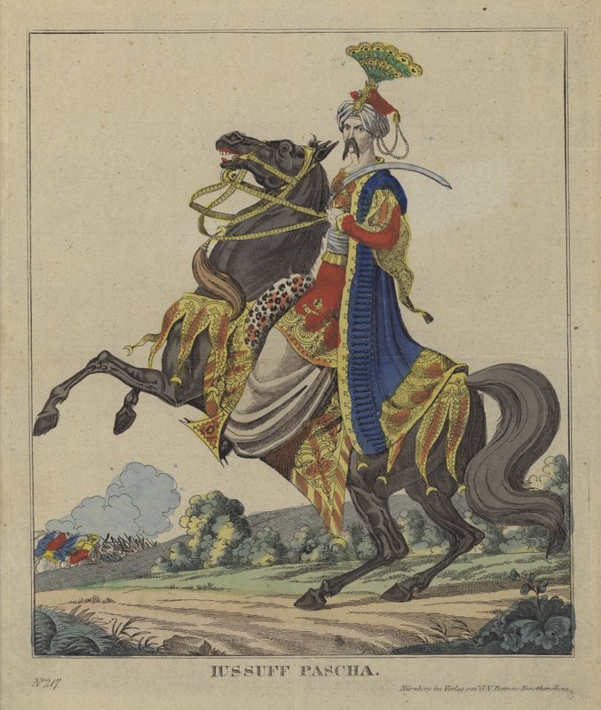 Yusuf Pasha, osmansk general (farget gravering) av German School