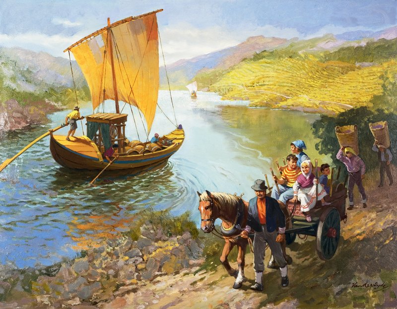 Portugals drueplukkere (gouache på papir) av Gerritt Vandersyde