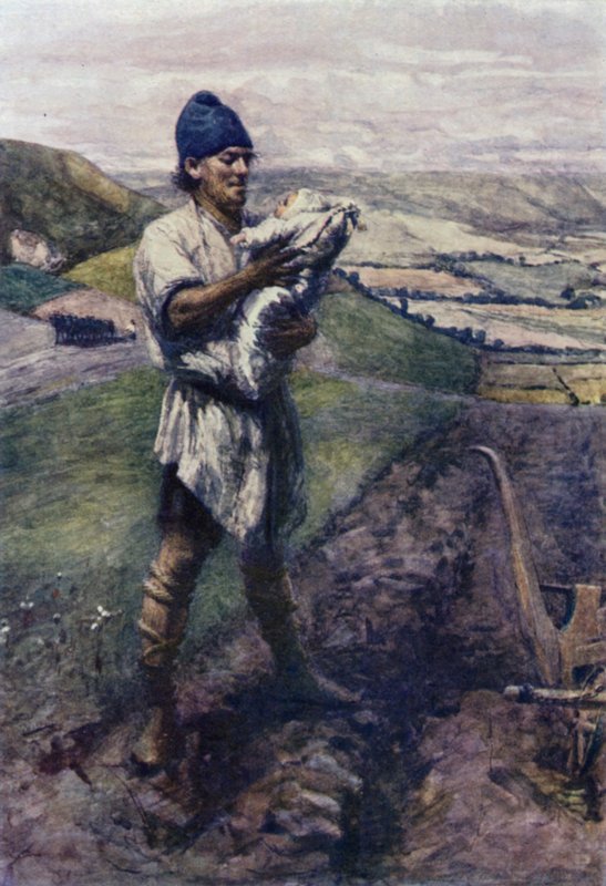 "I et furet åker fant plogmannen deg" (farge litho) av Gertrude E. Demain (after) Hammond