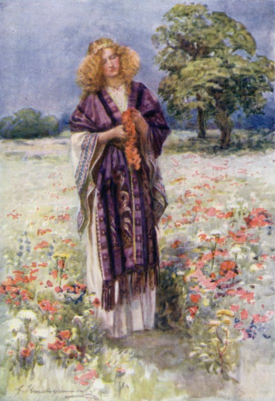 The Fair Serena (farge litho) av Gertrude E. Demain (after) Hammond