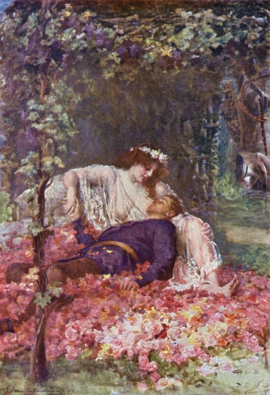 The Wanton Lady (farge litho) av Gertrude E. Demain (after) Hammond