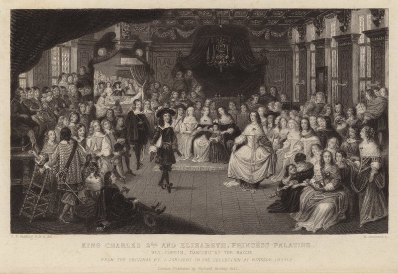 Kong Charles II og Elizabeth, prinsesse Palatine av Gheerart Janssen
