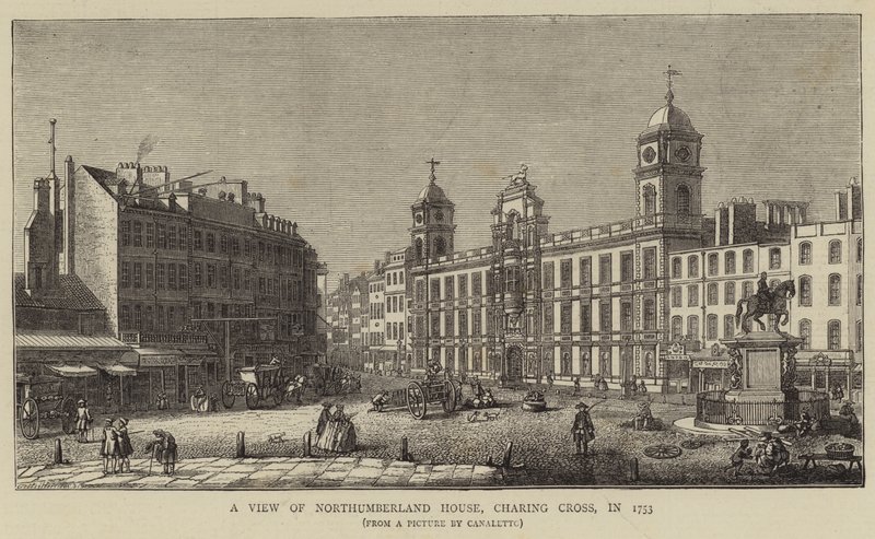 En utsikt over Northumberland House, Charing Cross, i 1753 av Giovanni Antonio Canal