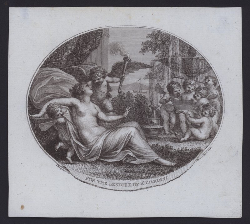 Fordelsbillett for italiensk fiolinist, komponist og operaimpresario Felice de Giardini av Giovanni Battista (after) Cipriani
