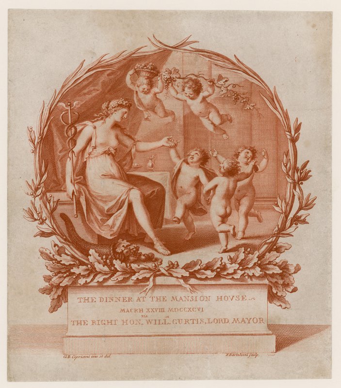Invitasjon til middag på Mansion House, London, 28. mars 1796 (gravering) av Giovanni Battista Cipriani