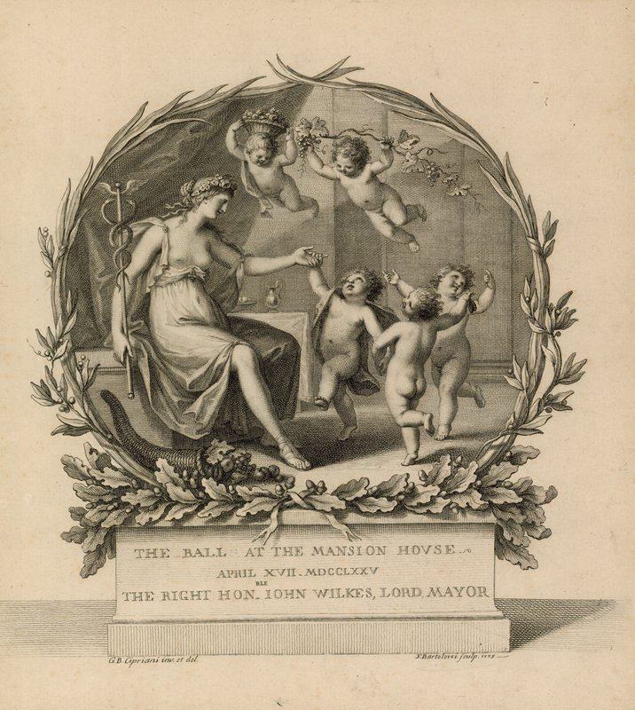Billett til The Ball at the Mansion House, London, 17. april 1775 av Giovanni Battista Cipriani