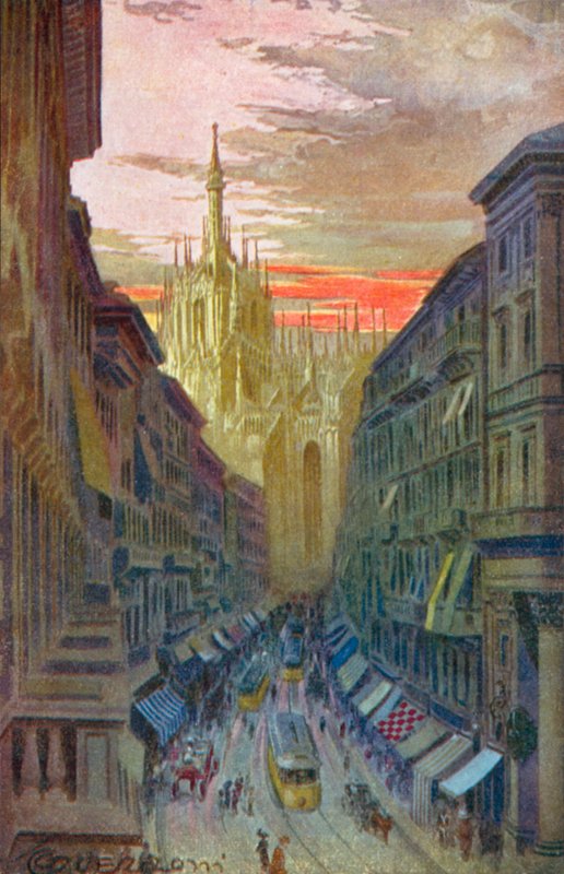 Milan / Milan: Corso Vittorio Emanuele II (litho-farge) av Giovanni Guerzoni