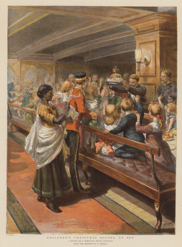 Barnas julemiddag til sjøs (chromolitho) av Godefroy Durand