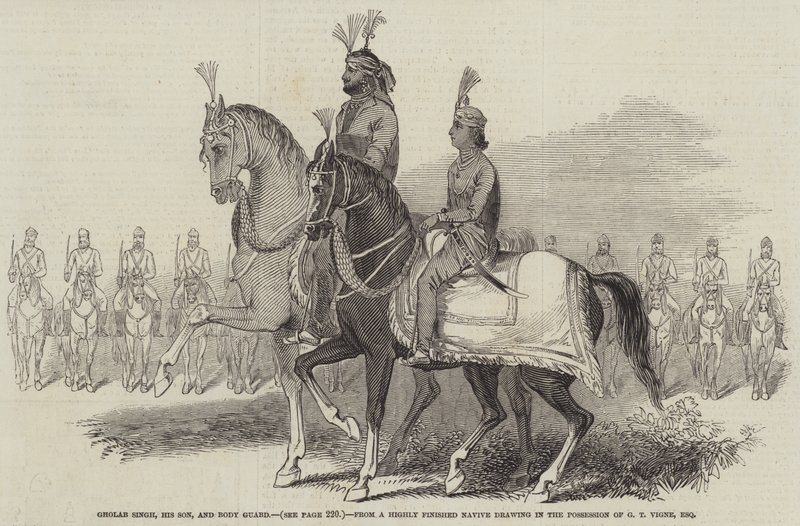 Gholab Singh, hans sønn og kroppsvakt av Godfrey Thomas Vigne