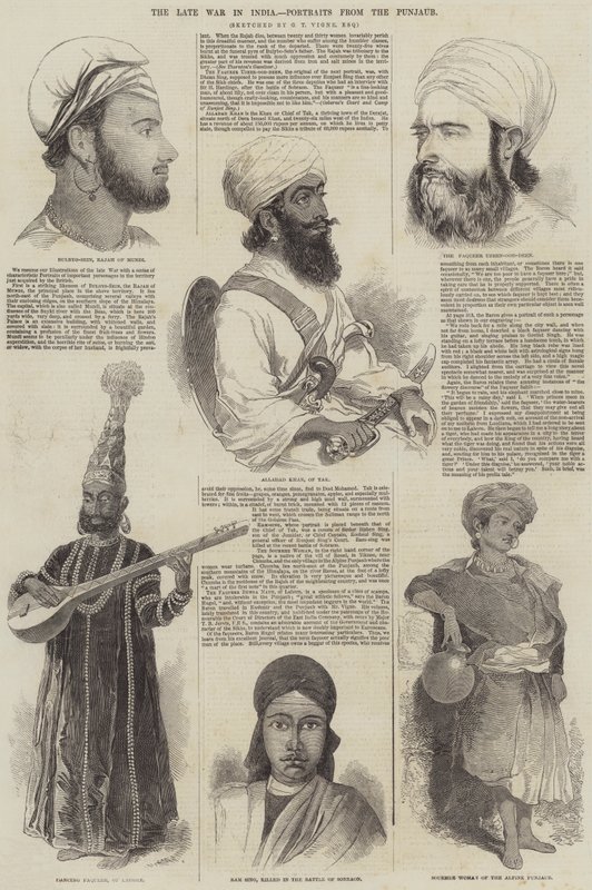 Den sene krigen i India, portretter fra Punjaub av Godfrey Thomas Vigne