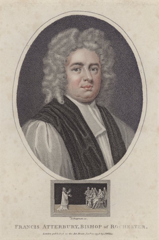 Francis Atterbury, biskop av Rochester (farget gravering) av Godfrey (after) Kneller
