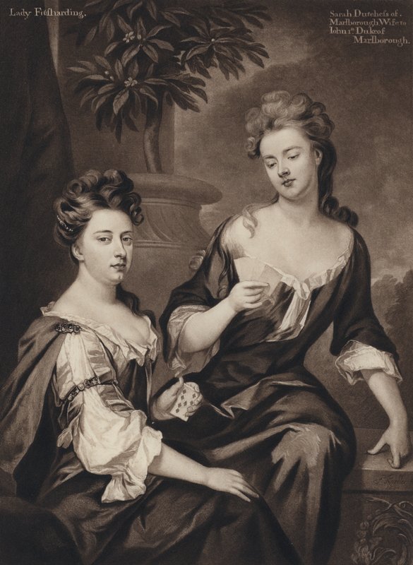 Sarah, hertuginne av Marlborough og Lady Fitzhardinge (litho) av Godfrey (after) Kneller