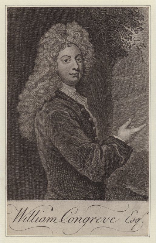 William Congreve , engelsk dramatiker (gravering) av Godfrey (after) Kneller