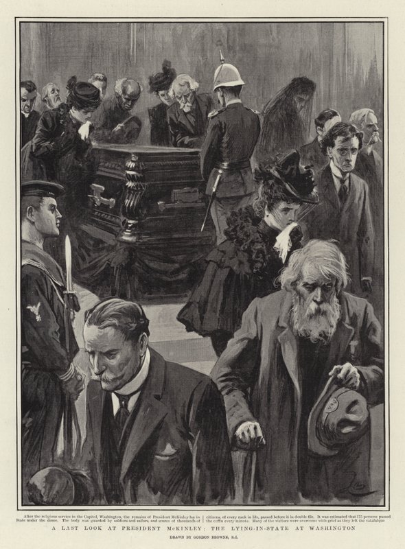 En siste titt på president McKinley, den liggende-i-staten i Washington av Gordon Frederick Browne