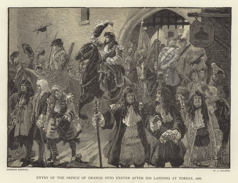 Inntreden av Prince of Orange i exeter etter hans landing i Torbay, 1688 av Gordon Frederick Browne