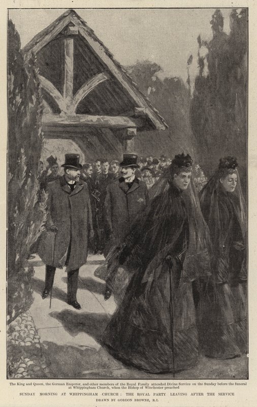 Søndag morgen i Whippingham Church, Royal Party drar etter gudstjenesten av Gordon Frederick Browne